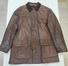 Faconnable Usato Giaccone in Pelle di Vitello effetto Cavallino Marrone Verde L