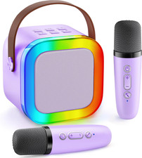 Karaoke Con 2 Microfono Bambini - Macchina Musicale Con Luce LED - Regalo per Ba