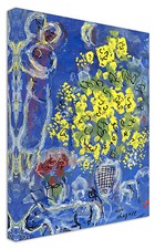 Quadro moderno Fiori Gialli Le Bouquet Chagall Arte, Arredo Casa, Stampa su tela