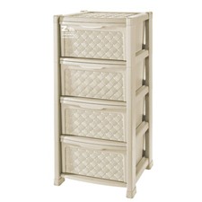 CASSETTIERA ARIANNA 4 CASSETTI EFFETTO RATTAN CM 39X39X82,5 h COLORE ANGORA