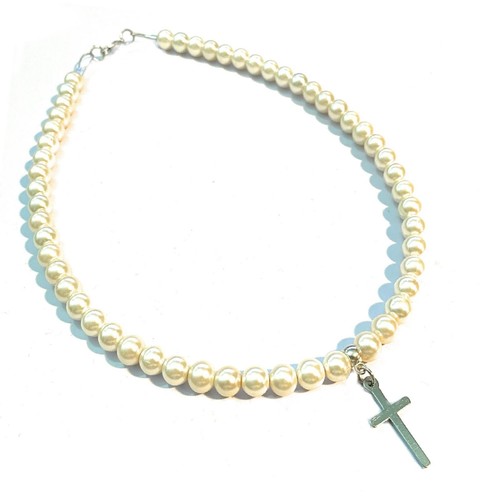 Collana con croce rosario - , di