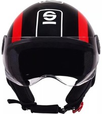 CASCO DEMI JET SPARCO SP 601 NERO ROSSO SCOOTER MOTO STRADA CITY