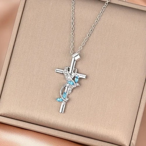 Collana croce farfalla - , zircone