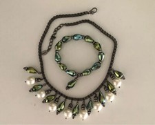 Parure Collana e bracciale Sodini verdi e bianchi