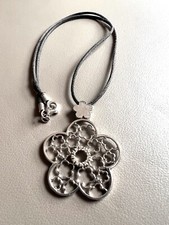 ORO 18 KT 750% Bianco Ciondolo Filigrana CORDA COLLIER Girocollo