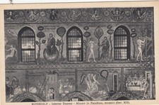 CARTOLINA  MONREALE SICILIA INTERNO DUOMO ADAMO IN PARADISO MOSAICI NON VIAGG.