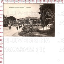 A2042 BERGAMO CITTA GIARDINO PUBBLICO TRAM BICICLETTA AGAVE PIANTA 1918