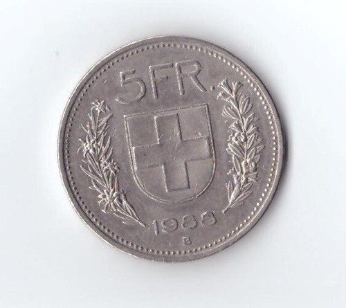 Moneta svizzera 5 franchi - svizzera,