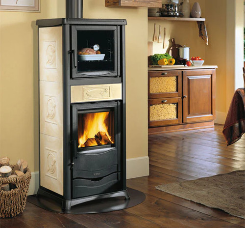 Stufa legna con - forno, per