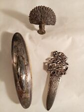 SET DI 3 OGGETTI IN ARGENTO 800 PAVONE - SPADA CON CAVALIERE - MANICO ANTICO RIC