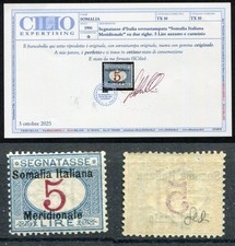 SOMALIA 1906 SEGNATASSE LIRE 5 "SOMALIA MERIDIONALE " MLH* CAT. 10 RARISSIMO