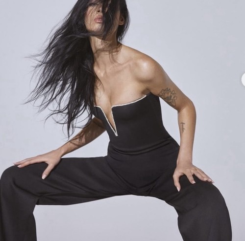 Tuta nera con strass nuova - ,