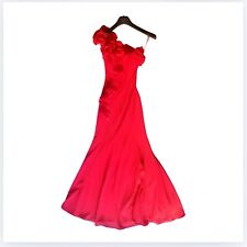 Abito Gil Santucci monospalla lungo rosso taglia S a sirena scollo a cuore