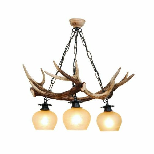 Lampadario con vere corna - , di