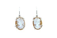 ORECCHINI CON CAMMEO INCISO A MANO IN ARGENTO 925 RODIATO ORO TORRE DEL GRECO 