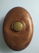 Antico Scaldaletto In Rame Ovale. Saldatura manuale Tappo Svitabile 