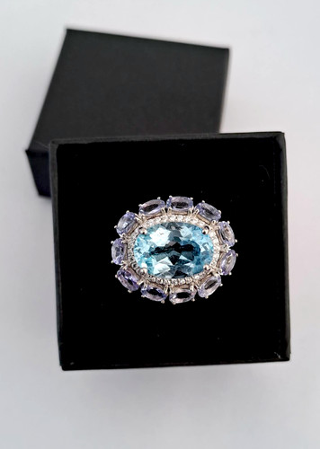 Bague coktail topaze - , tanzanite