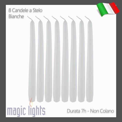 Candele bianche stelo 8pz - candele,
