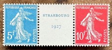 Strasbourg 1927 MNH ★★ sans charnière bande 242A du bloc 2 cote 1200€ semeuse