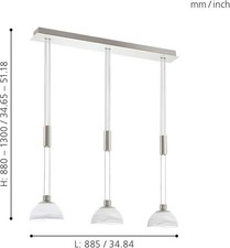 Eglo Montefio Lampadario LED, lampada a sospensione a 3 luci regolabile in altez