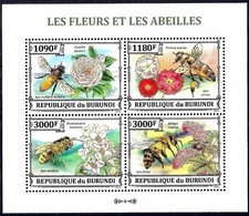 Burundi 2013 Fiori/Camelia Primula Rododendro Lilla Insetti/Api m/s MNH