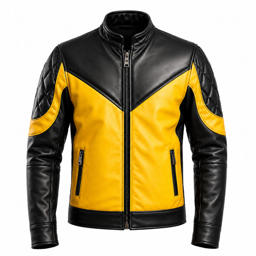 Giacca moto uomo giallo nero - giacca,
