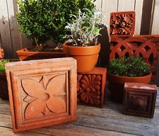BUILDING FACADE antique architectural garden sculpture tile vtg terracotta brick