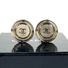 Orecchini CHANEL 99P CC COCO pietra trasparente argento nero vintage autentic...