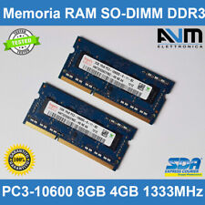 Memoria RAM SO-DIMM DDR3 PC3-10600 1333MHz 8GB 4GB 2GB x notebook Laptop SODIMM