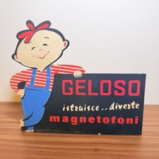 CARTELLINO PUBBLICITARIO VINTAGE RADIO GELOSO CARTONATO 1960 MAGNETOFONO INSEGNA