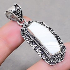 Gemma madreperla fatta a mano regalo unico gioielli ciondolo vintage 2" SR 1713