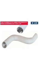 TUBO FLESSIBILE ESTENSIBILE ALLUMINIO BIANCO CUCINE FORNI STUFE diam. 12cm. mt 3