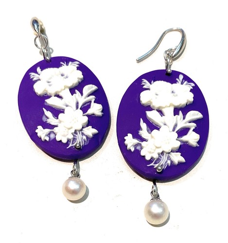 Orecchini cameo viola argento - cameo,