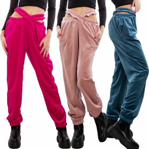 Pantaloni donna jogger velluto