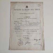 1920 Municipio Di Reggio Nell'Emilia Certificato Stato Civile C00331