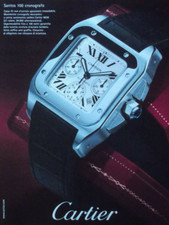 Pubblicità Advertising Italian Ritaglio 2008 OROLOGIO WATCH CARTIER SANTOS 100