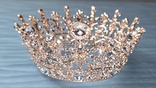 SWEETV Tiara Oro Rosa per Donna e Ragazza - Fascia Diadema Sfilata, Strass