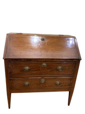 Antico cassettone a ribalta Luigi XVI del 700 in noce Piemonte