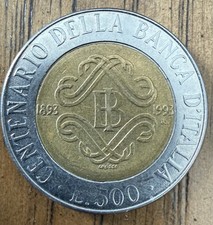 Italy 1993 500 Lire Bank Of