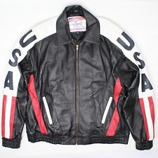 Caribou Creek Patriotic Giacca di Pelle 2XL Nero Rosso Bianco Bandiera Americana USA