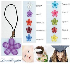 SET N.10 PENDENTE-CIONDOLO FIORE CRISTALLO Cm.2,5 BOMBONIERA in 10 COLORI MISTI