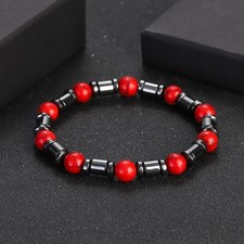 Bracciale elastico in pietra EMATITE TURCHESE ROSSO braccialetto uomo donna
