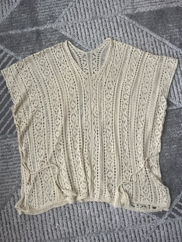 Poncho all uncinetto panna - poncho,