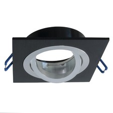2x Portafaretto nero orientabile incasso quadrato supporto luci LED GU10 o GU5.3