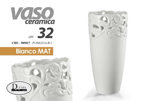 Vaso alto bianco traforato - vaso, in