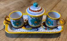 DERUTA-SET VASSOIO- DUE TAZZINE E ZUCCHERIERA