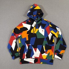 Polo Ralph Lauren stampa astratta doppia maglia logo colorato felpa con cappuccio taglia large