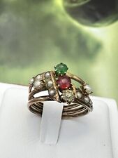 ring borbonico Anello ANTIQUE ORO ANTICO 6/7KT FINE 800 PIETRE COLOR MICROPERLE