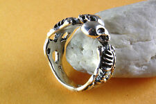 ANELLO SKELLETT TESCHIO TESCHIO GOTICO ARGENTO 925 VERO ARGENTO / 325