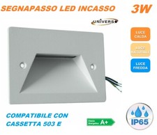 SEGNAPASSO LED RETTANGOLARE COLORE BIANCO MONTAGGIO A INCASSO 503E 3W DA ESTERNO